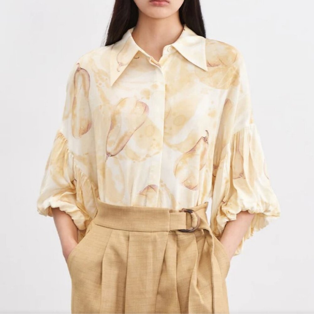 Urban Revivo Pear Button up Romantic Cottagecore Boho SZ 4
